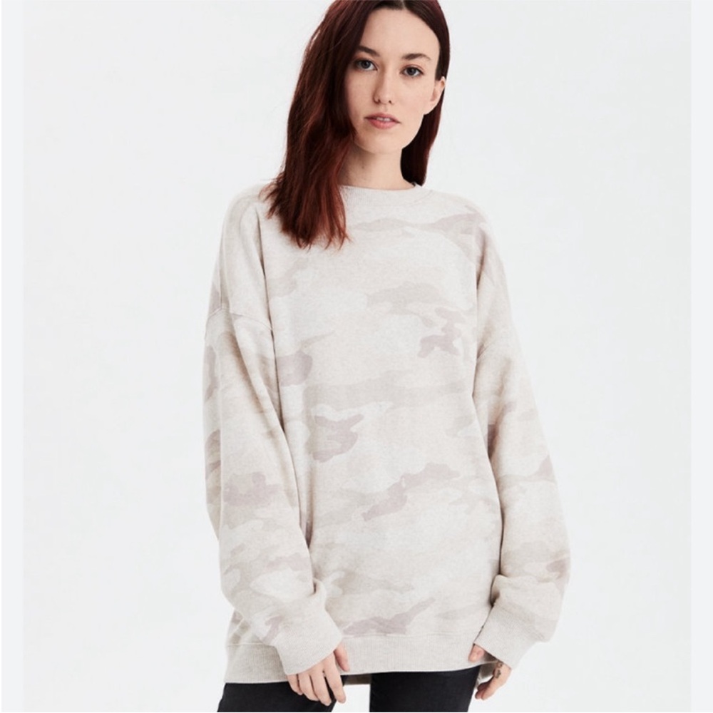 American Eagle Outfitters Camo Crew Neck Sweater